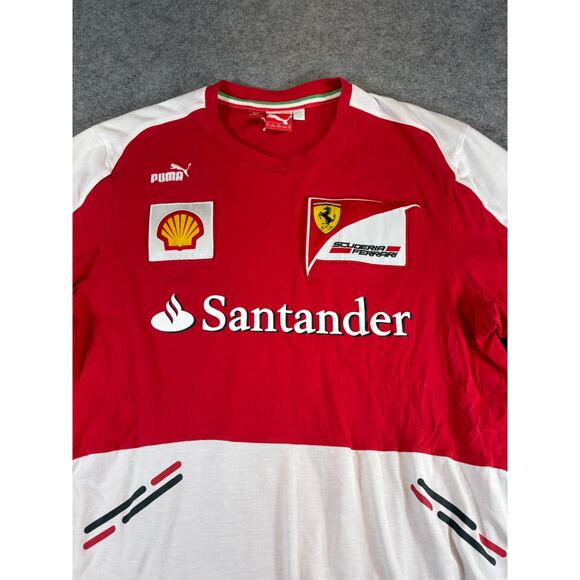 Puma Scuderia Ferrari F1 Racing T Shirt Mens XL Red Colorblock Santander Pirelli - Picture 2 of 8